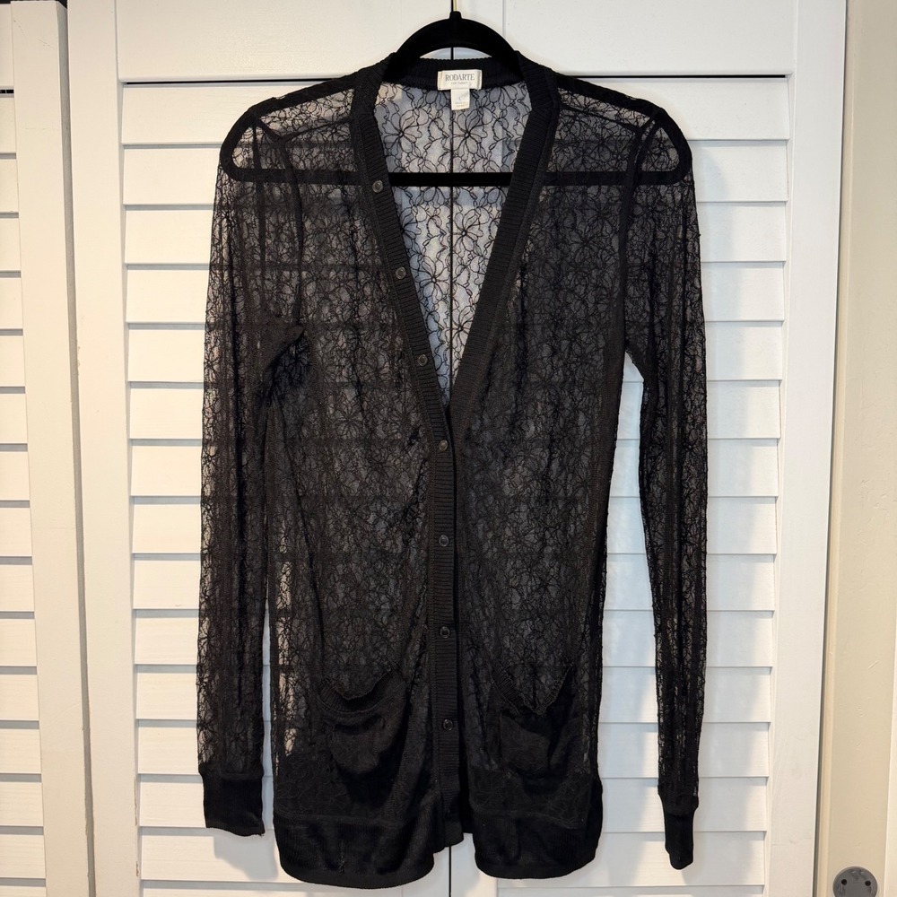 Rodarte For Target Lace‎ Cardigan Sheer Button Front Lightweight Women L
